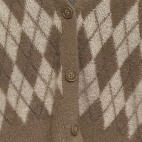 William Rast Cream and Brown Cropped Cardigan Sweater - Picture 2 of 5